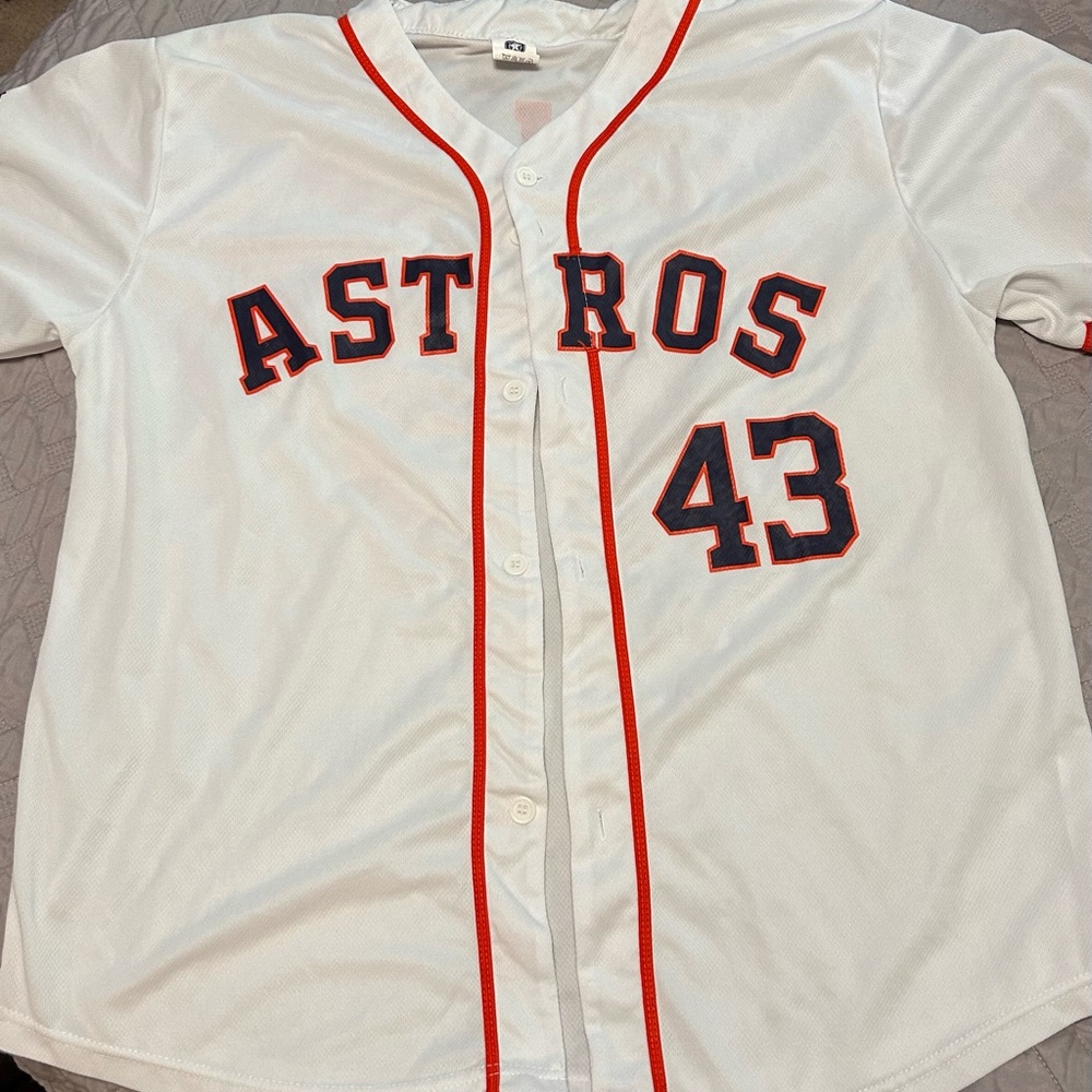 White Astros McCullers Jersey with Orange Trim